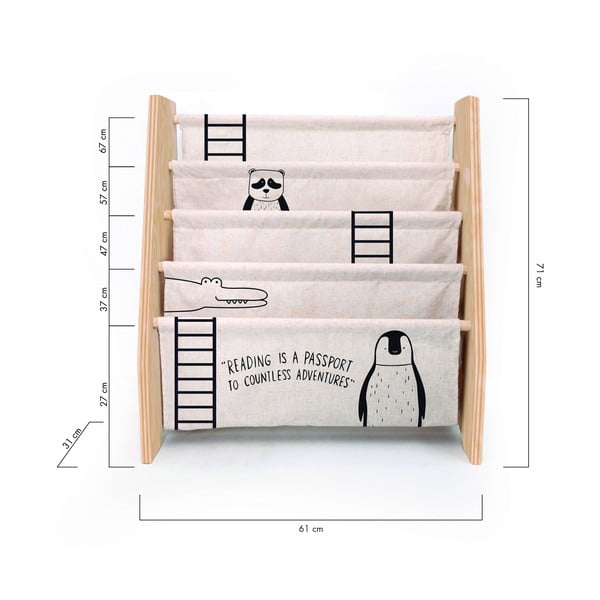 Libreria per bambini in tessuto beige 60x70 cm Animals - Folkifreckles-image-4