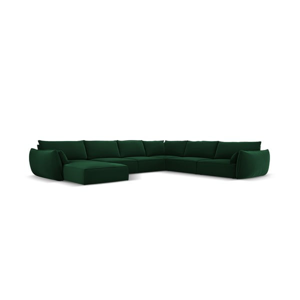 Divano angolare verde scuro (con penisola a destra/a U) con rivestimento in velluto Vanda – Mazzini Sofas-image-2