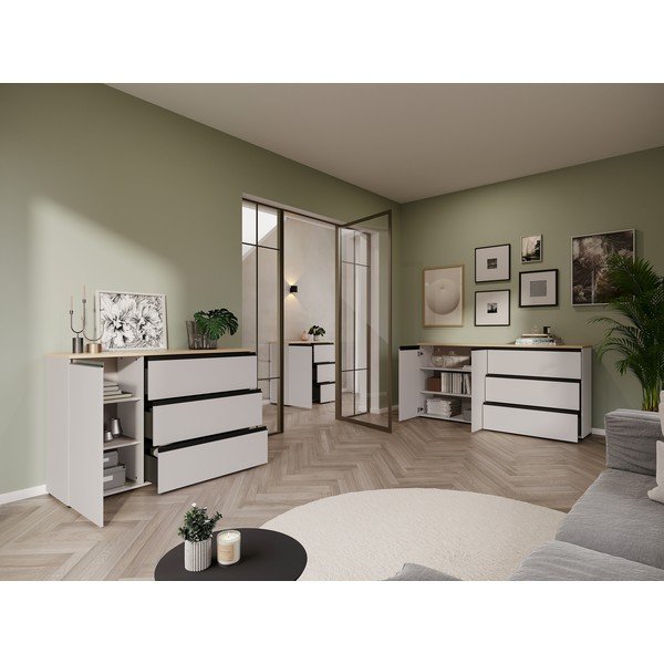 Credenza greige/colore naturale chiaro 135x91x41 cm Cormano – Germania-image-2