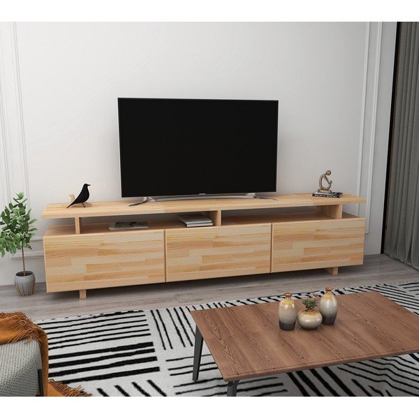 Tavolo TV in legno di pino di colore naturale 174x52 cm Natural - Kalune Design-image-3