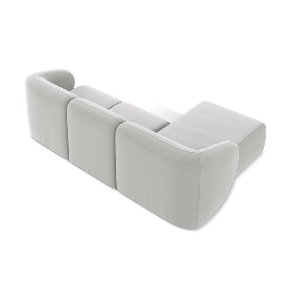 Divano angolare grigio chiaro (con penisola a sinistra/con chaise lounge) con rivestimento in velluto Lani – Makamii-image-3