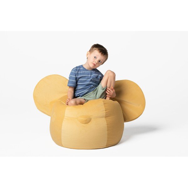 Pouf a sacco per bambini giallo Ears – The Brooklyn Kids-image-1