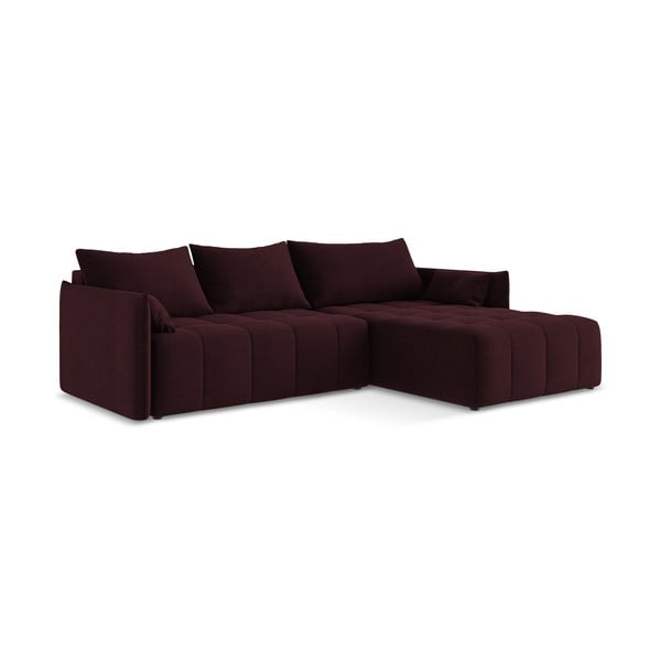 Divano angolare burgundy allungabile/con contenitore (con penisola a destra/con chaise lounge) Moku – Makamii-image-1