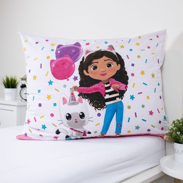 Set copripiumino e federa da bambini in cotone per letto singolo 140x200 cm Gabby's Dollhouse "Confetti" – Jerry Fabrics-image-3