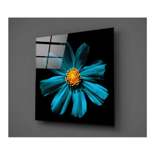 Quadro in vetro nero e turchese Flowerina, 30 x 30 cm - Insigne