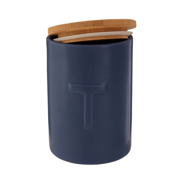 Scatola da tè blu scuro con coperchio in bambù Fenwick - Premier Housewares-image-2