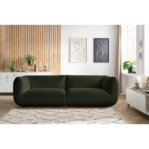 Divano in velluto a coste verde 260 cm Lecomte - Bobochic Paris-image-1