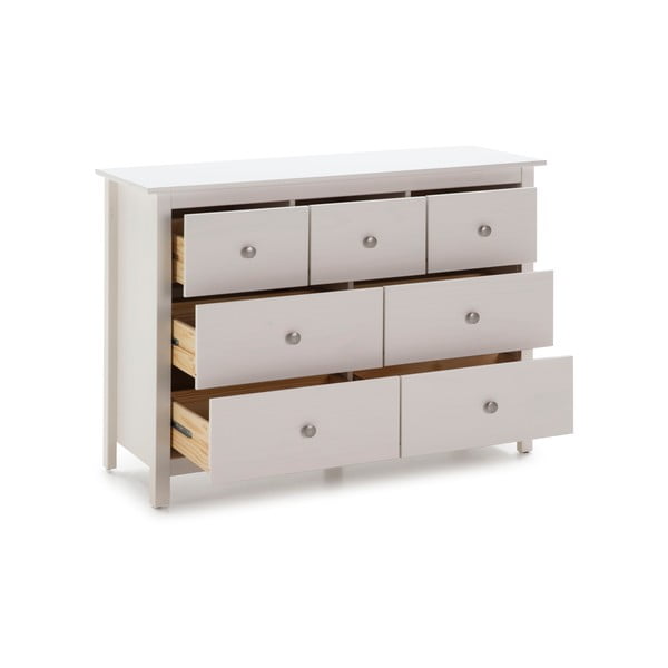 Cassettiera bassa bianca in legno di pino massiccio 110x80 cm Berna - Marckeric-image-3