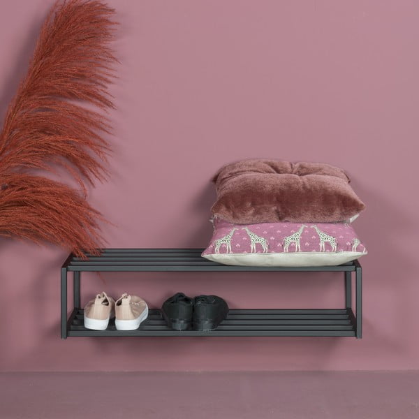 Scarpiera nera in metallo da parete 78x20,5x30,5 cm School – Spinder Design-image-1