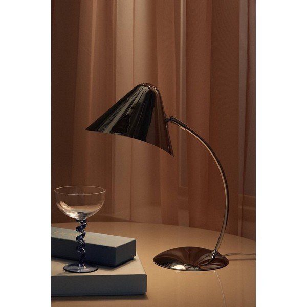Lampada da tavolo color argento lucido in acciaio con struttura flessibile (altezza totale 40 cm) Nathan – Ellos Home-image-1