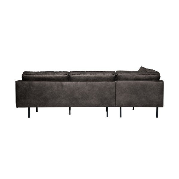 Divano angolare nero (con penisola a sinistra/a L) con rivestimento in finta pelle Rodeo – WOOOD-image-2