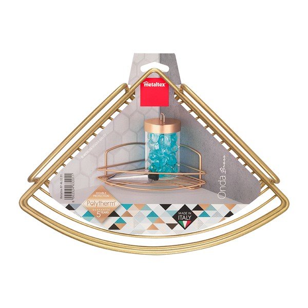 Mensola angolare in acciaio per bagno in oro Onda - Metaltex-image-2