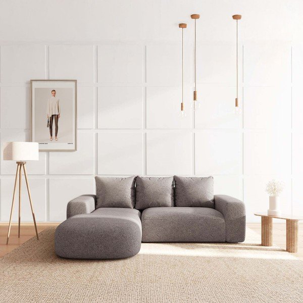 Divano angolare grigio (con penisola a sinistra e chaise lounge) Monce – Rodier-image-1