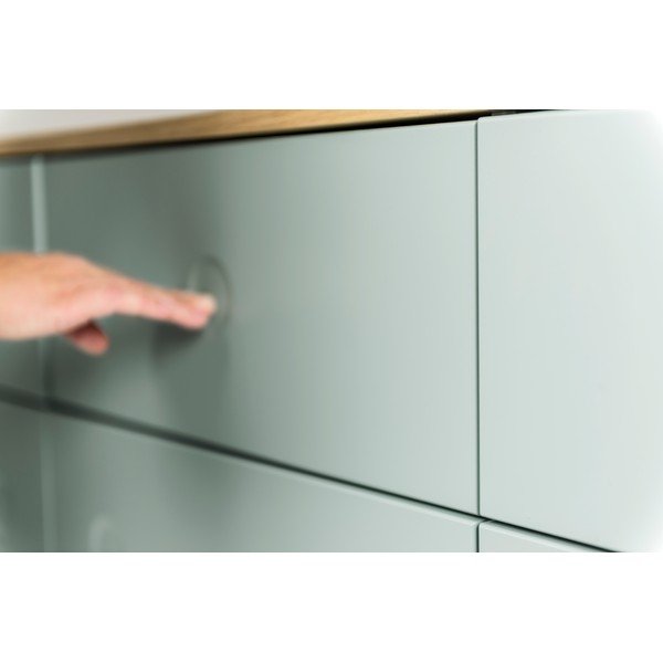 Credenza verde a due ante con gambe in rovere e 3 cassetti Dot - Tenzo-image-4