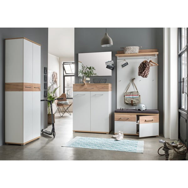 Pannello appendiabiti in rovere decorato in bianco e naturale Topix - Germania-image-1