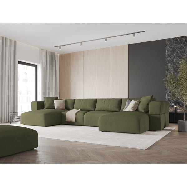 Divano angolare a U verde chiaro Esther - Milo Casa-image-1