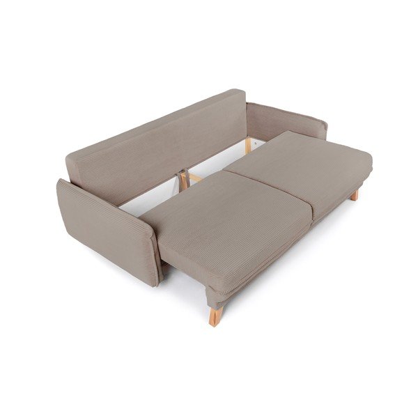 Divano grigio tortora allungabile/con contenitore con rivestimento in velluto a coste 218 cm Tori – Bonami Selection-image-4