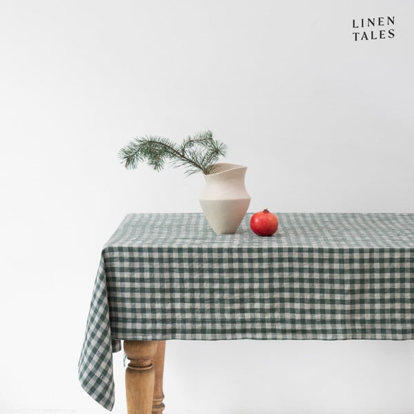 Tovaglia in lino 140x250 cm Forest Green Gingham – Linen Tales