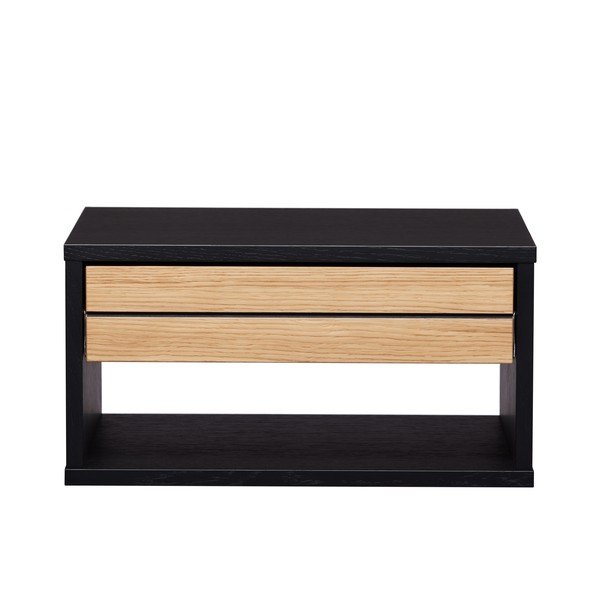 Comodino nero/di colore naturale con effetto rovere da parete Stripe – Woodman-image-4