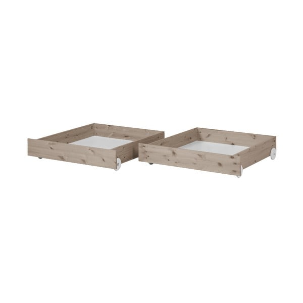 Set di 2 cassetti in legno di pino marrone per il letto dei bambini Classic - Flexa