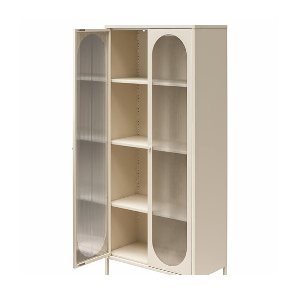 Vetrina in metallo color crema 80x186x40 cm Luna - Støraa-image-3