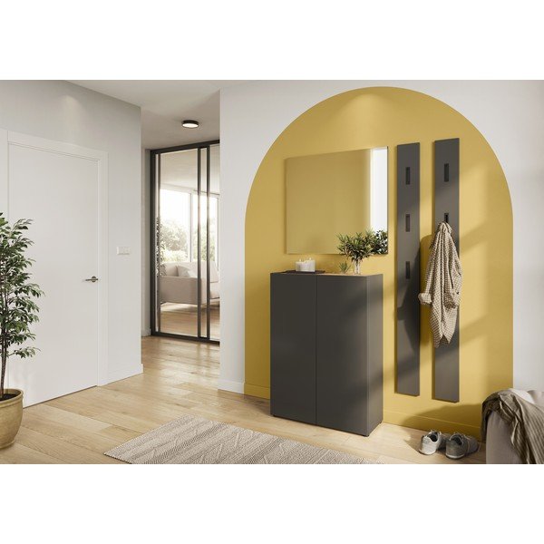 Set di mobili da ingresso color antracite con effetto rovere 74x200x33 cm Alviano – Germania-image-1