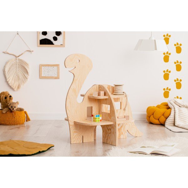 Libreria per bambini in pino decorato in colore naturale 72x68 cm Diplo - Adeko-image-1