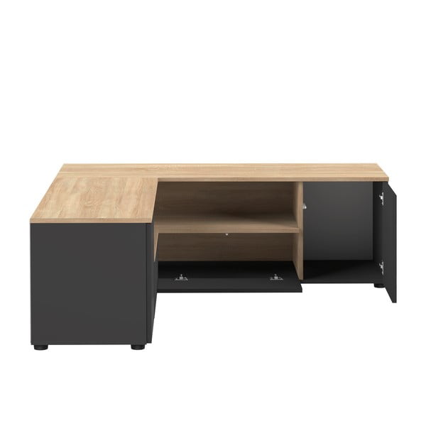 Tavolo TV in rovere decorato in nero e naturale 130x46 cm Angle - TemaHome-image-4