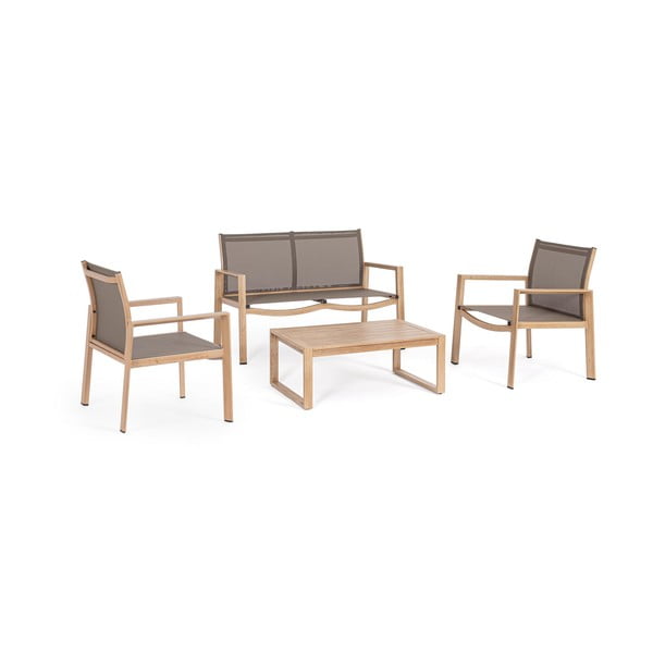 Set di mobili da giardino di colore naturale in alluminio per 4 persone Kallen   – Bizzotto-image-3