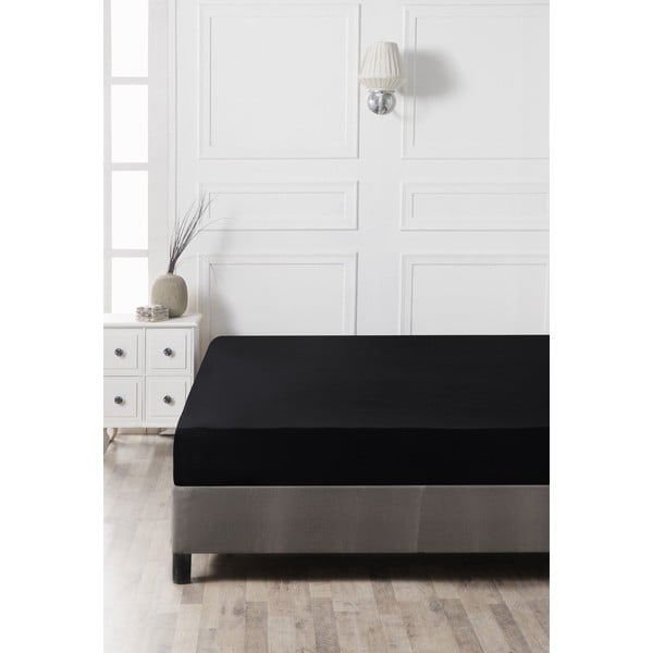 Lenzuolo con angoli nero in cotone 140x200 cm – Mijolnir-image-2