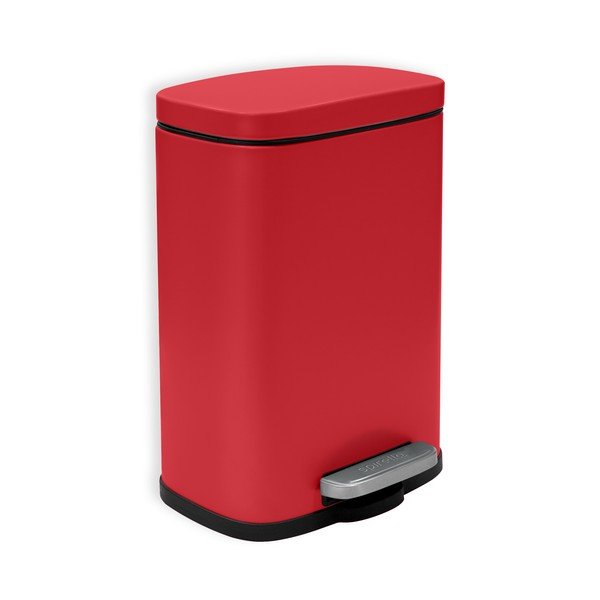 Cestino per la spazzatura rosso in acciaio con pedale 5 l   Akira – Spirella