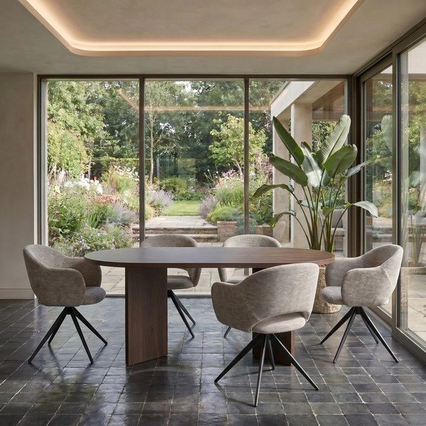 Sedie da pranzo in set grigie in tessuto con braccioli/girevoli 2 pz Crawley – Støraa-image-1