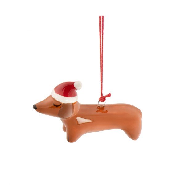Decorazione per albero di natale in ceramica 7,5 cm Sausage Dog – Sass & Belle