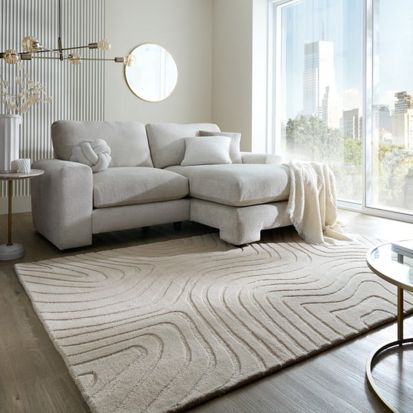 Tappeto in lana tessuta a mano color crema 120x170 cm Mesmerise Natural - Flair Rugs-image-1