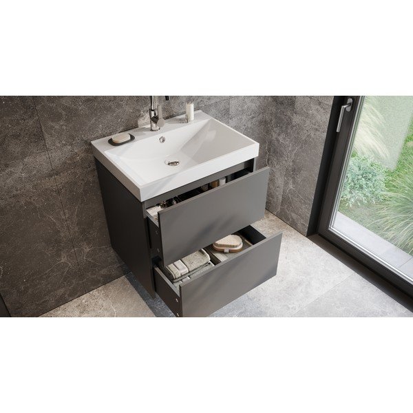 Mobile da lavabo color antracite opaco da appendere 61x65 cm Bodera – Germania-image-1