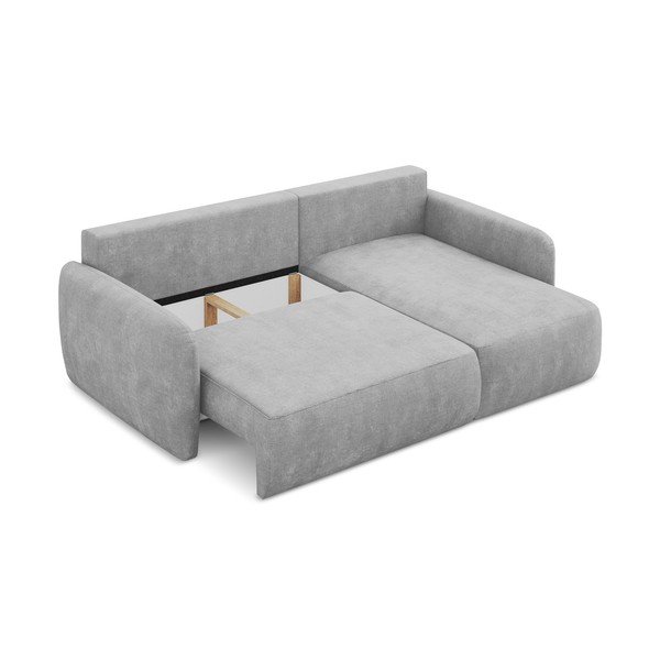 Divano angolare grigio chiaro allungabile/con contenitore (con penisola a destra/con chaise lounge) con rivestimento in ciniglia Lilo – Makamii-image-3