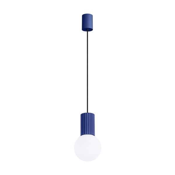 Lampadario blu scuro con paralume in vetro ø 12 cm Orbital – Sollux