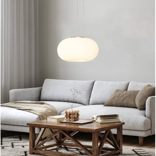Lampadario bianco/argentato con paralume in vetro ø 37,5 cm OPTICA – EGLO-image-1