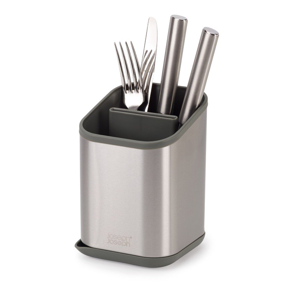 Scolapiatti per posate color argento lucido in acciaio inox 11x11,5 cm Duo Steel – Joseph Joseph | Scolapiatti