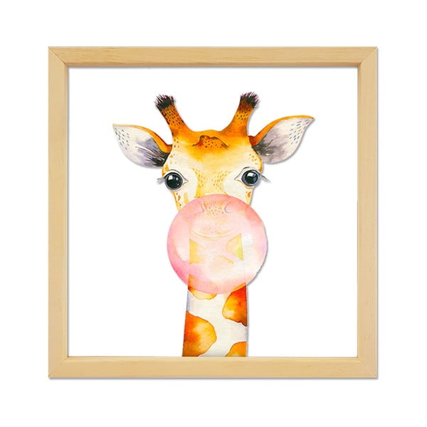 Quadro in vetro con cornice in legno Giraffa, 32 x 32 cm - Vavien Artwork