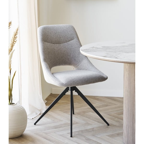 Sedia da pranzo beige in imbottito Dokka – House Nordic-image-1