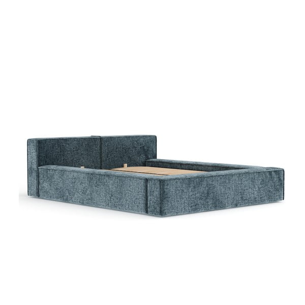 Letto matrimoniale imbottito blu polveroso con contenitore e rete inclusi 180x200 cm Voliera – Maison de Rêve
