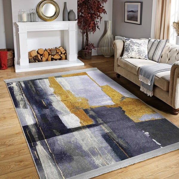 Tappeto lavabile giallo-blu scuro 80x150 cm Unique - Mila Home-image-4