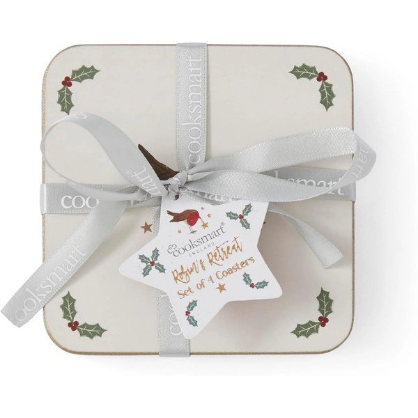 Set di sottobicchieri beige/color salvia a tema natalizio 4 pz Robin's Retreat – Cooksmart ®-image-2