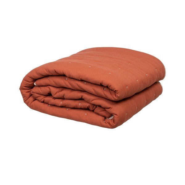 Copriletto trapuntato in microfibra rosso mattone e beige 180x260 cm - Ixia-image-2