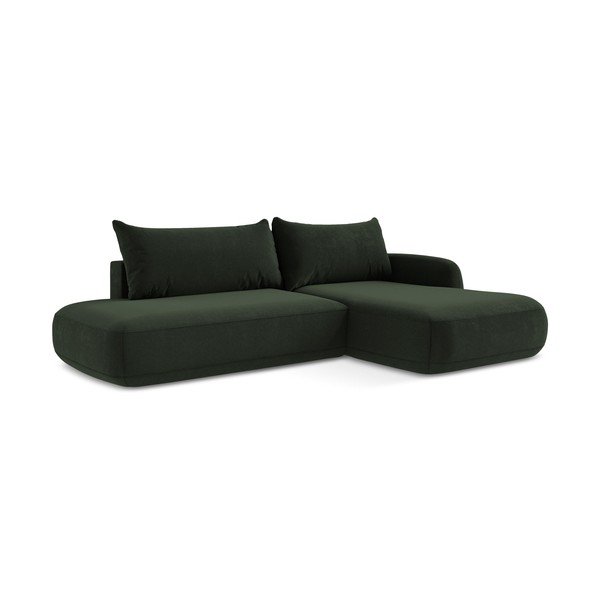 Divano angolare verde scuro allungabile (con penisola a destra/con chaise lounge) Hale – Makamii-image-1