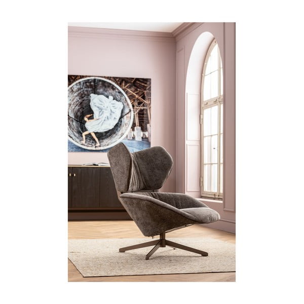Sedia girevole in peluche grigia Oval Office - Kare Design-image-3
