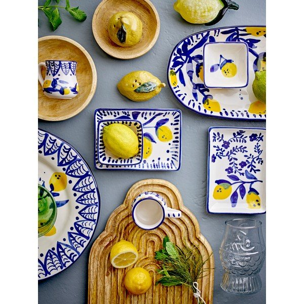 Set di piatti da dolce bianchi/blu in gres 2 pz Maxima – Bloomingville-image-1