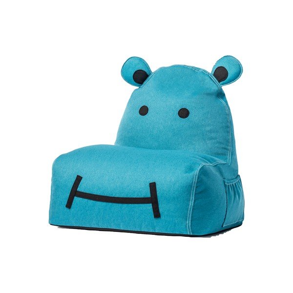 Borsa da divano per bambini blu Hippo - The Brooklyn Kids