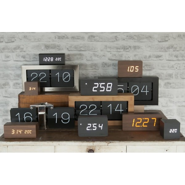 Sveglia nera con decoro in legno, 21 x 9 cm Tube - Karlsson-image-1